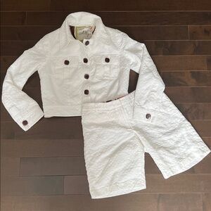 Milly of NY Cute set- white Cropped Button-Up Jacket & Bermuda Shorts
